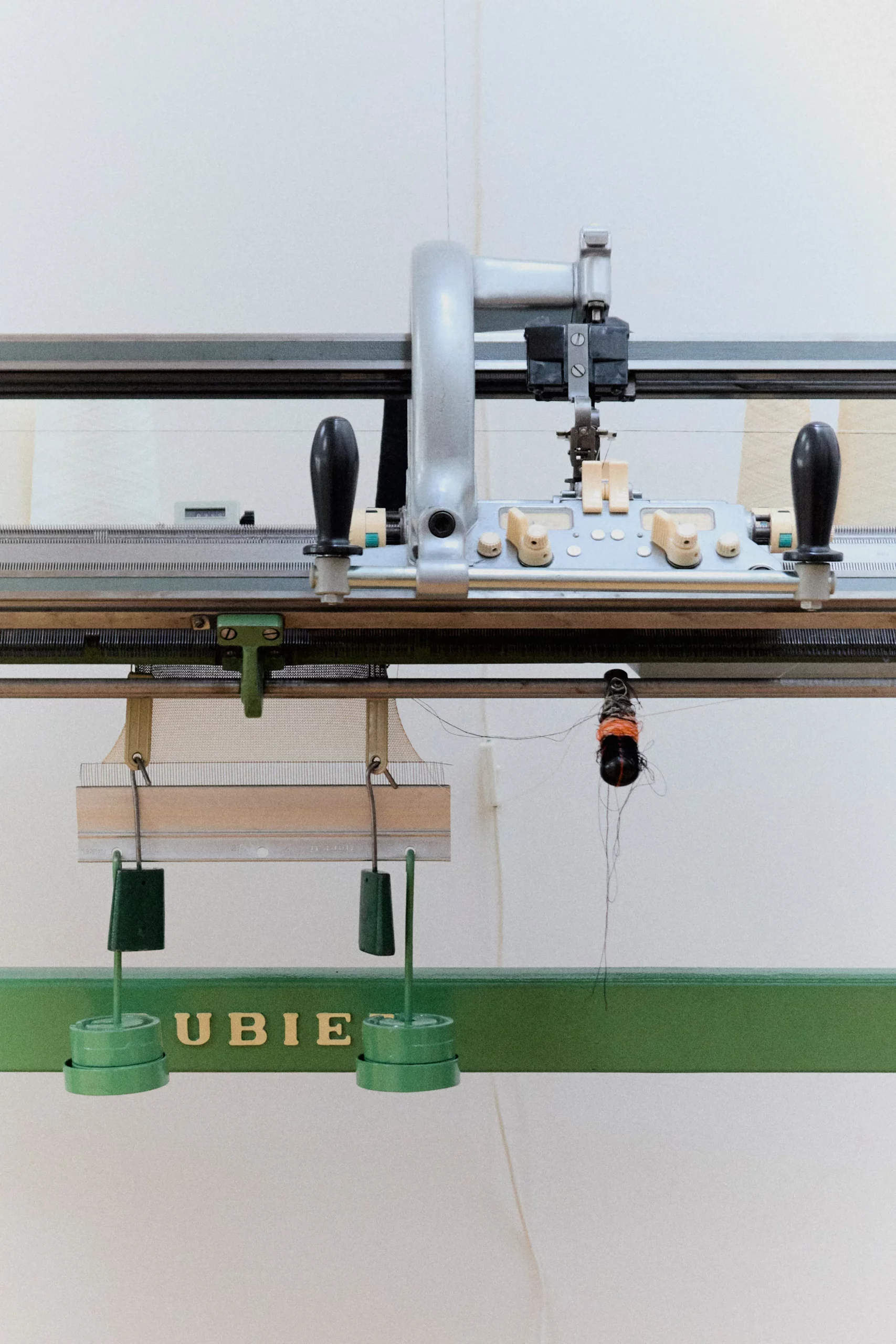 Katharina Dubbick Studio visit. Knitting machine. Photographed by Charlotte Helwig